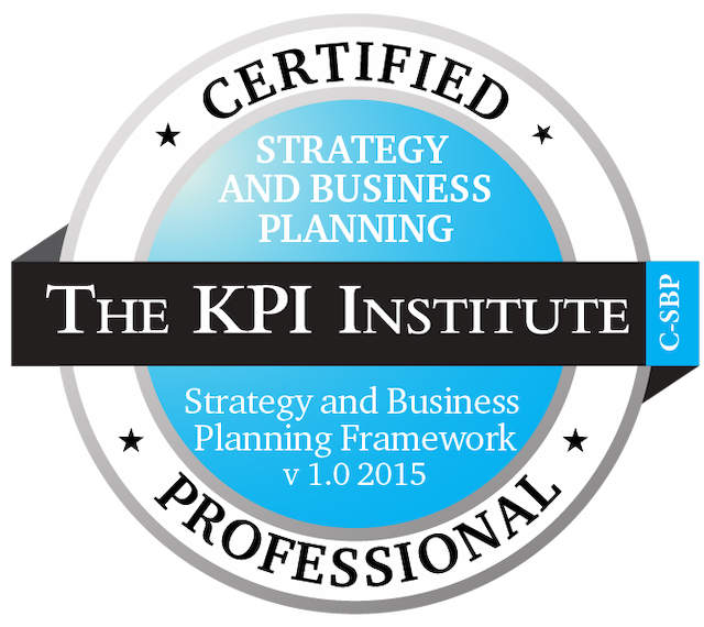 Strategy & Business Planning (C-SBP) badge accredited by The KPI Institute
